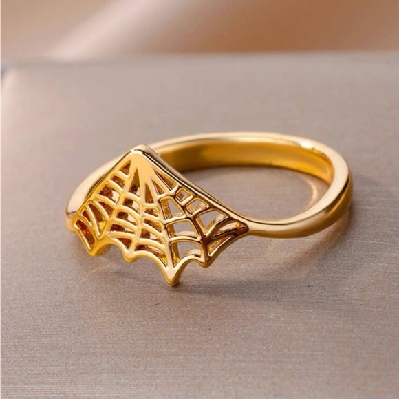 Golden Spider Web Ring - Picture 3 of 5